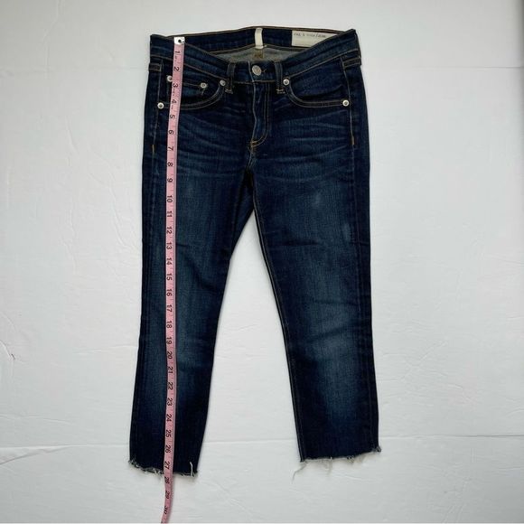 Rag & bone Dark Blue Frayed Bottom Dark Wash Skinny Jeans Size 25 - Picture 10 of 10